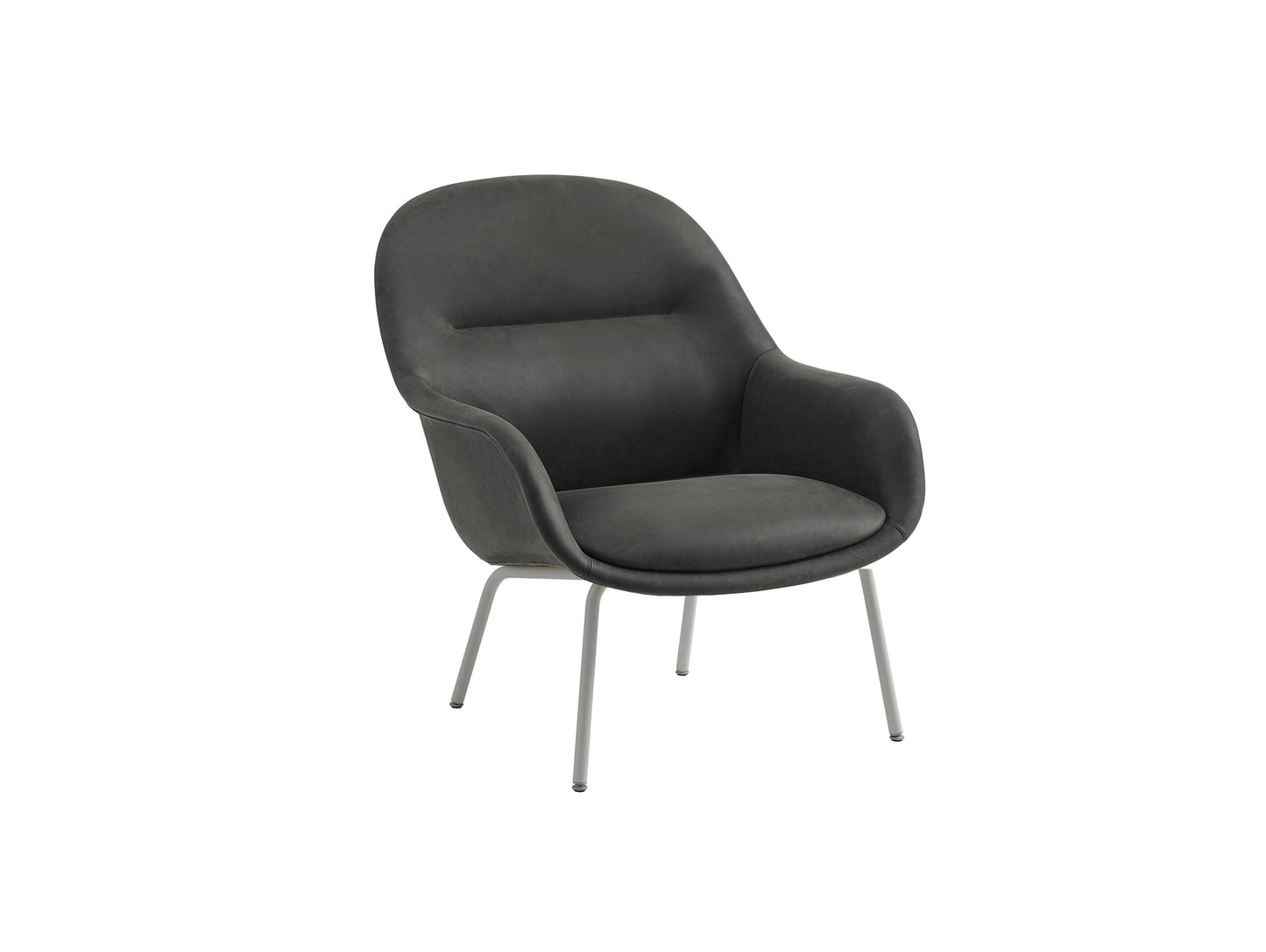 Fiber Lounge Armchair - Tube Base by Muuto / Grey Grace Leather / Grey Base