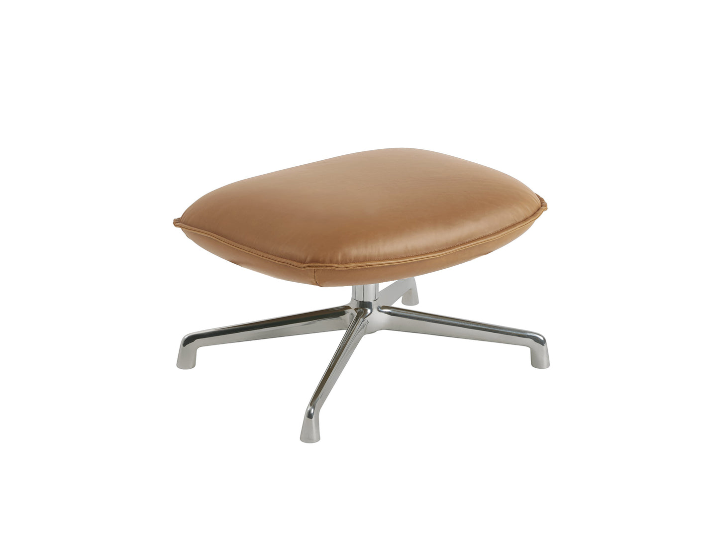 Doze Ottoman - Swivel Base by Muuto / Refine Leather Cognac / Polished Aluminium Base