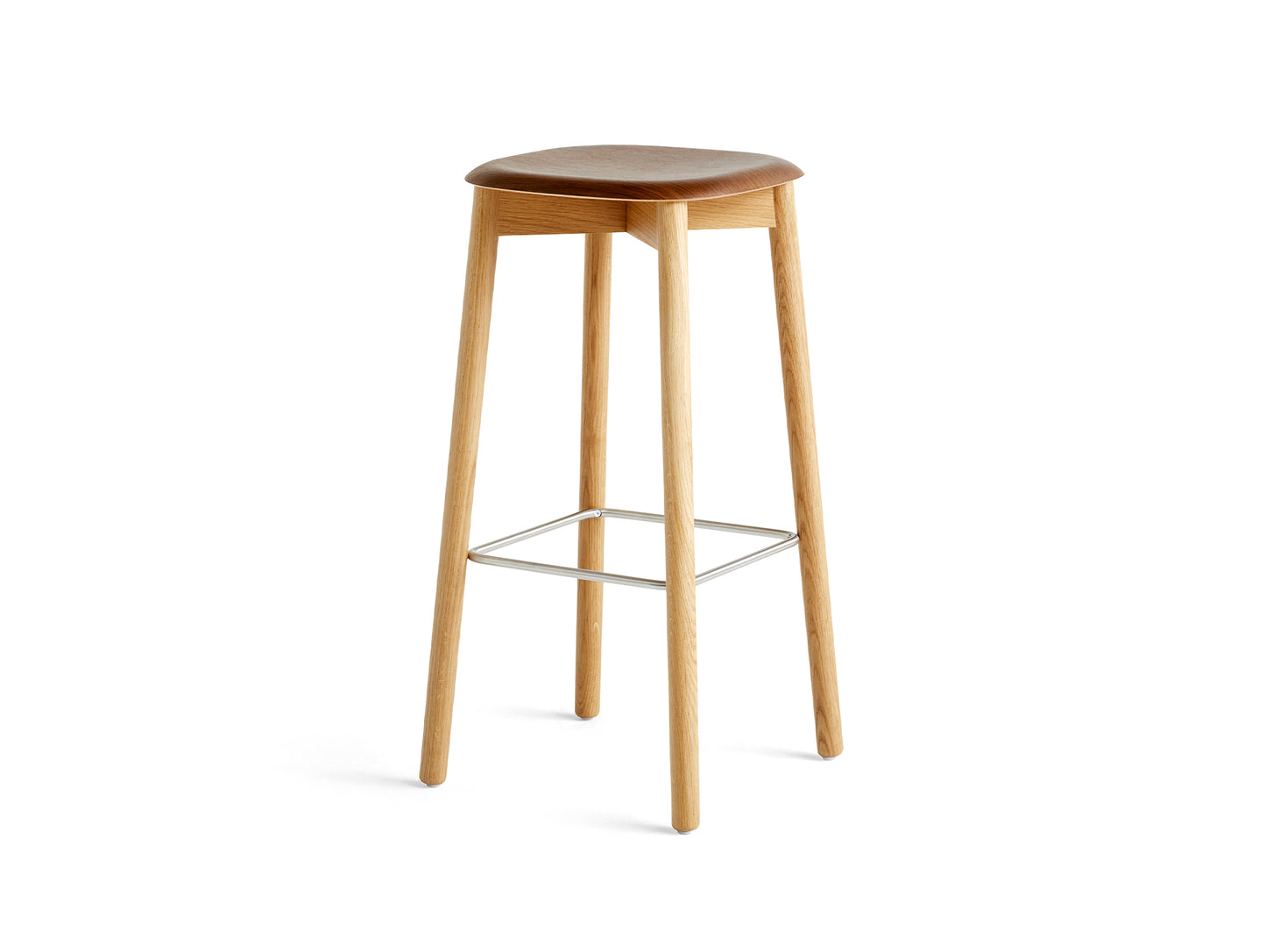 Soft Edge 82 Stool by HAY - H75 / Lacquered Oak Base / Smoked Oak Seat