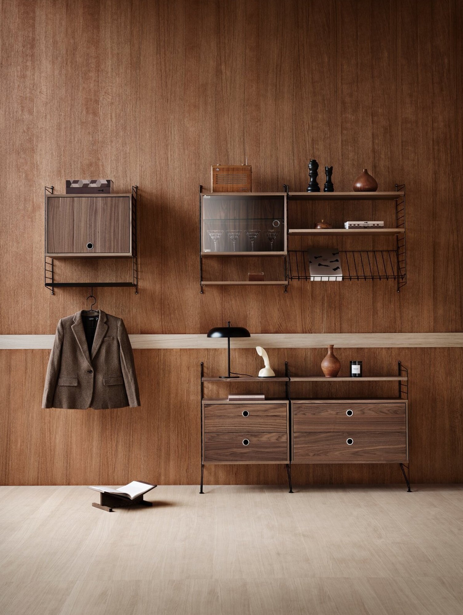 Cabinet with Flip Door by String - W58 / Walnut