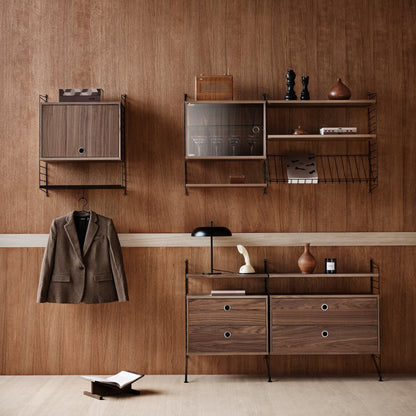 String System Display Cabinet with Swing Glass Door - Walnut