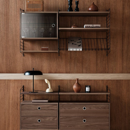 String System Display Cabinet with Swing Glass Door - Walnut