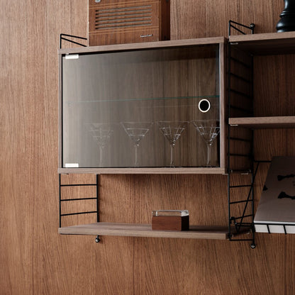 String System Display Cabinet with Swing Glass Door - Walnut