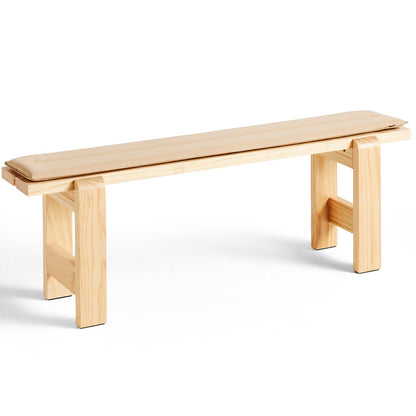 Weekday Bench with Cushion by HAY - Length: 140 cm / Lacquered Pinewood with Beige Cushion