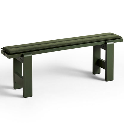 Weekday Bench with Cushion by HAY - Length: 140 cm / Olive Lacquered Pinewood with Olive Cushion