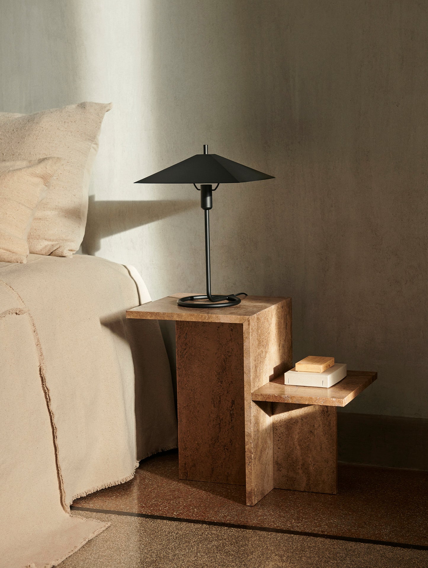 Distinct Side Table by Ferm Living - Dark Brown Travertine