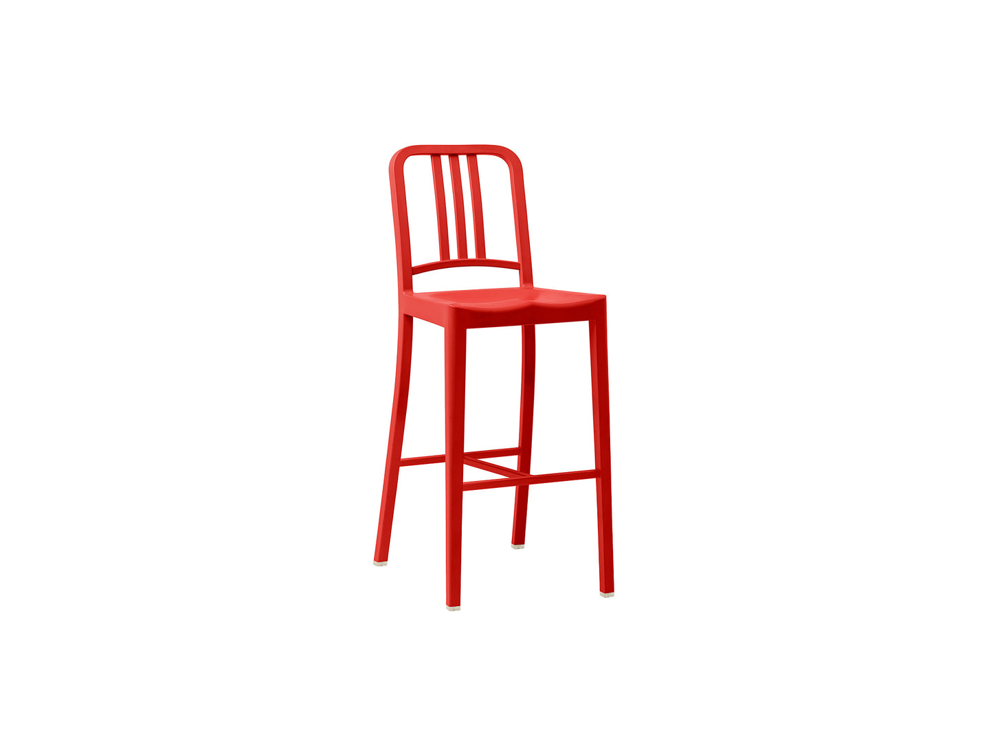 111 Navy Bar Stool by Emeco -  Red