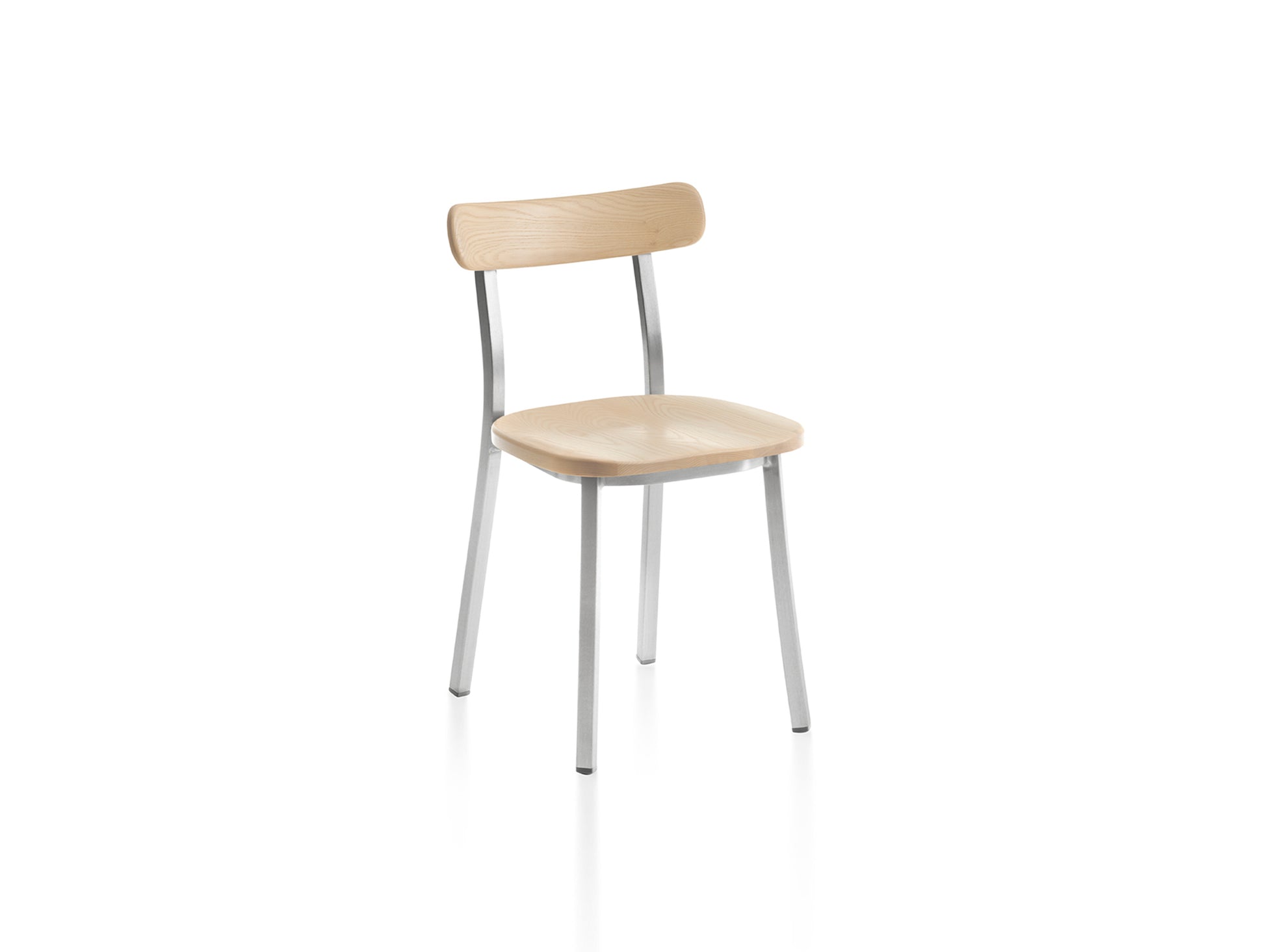 Utility Side Chair by Emeco - Hand-brushed Aluminium Frame / Accoya