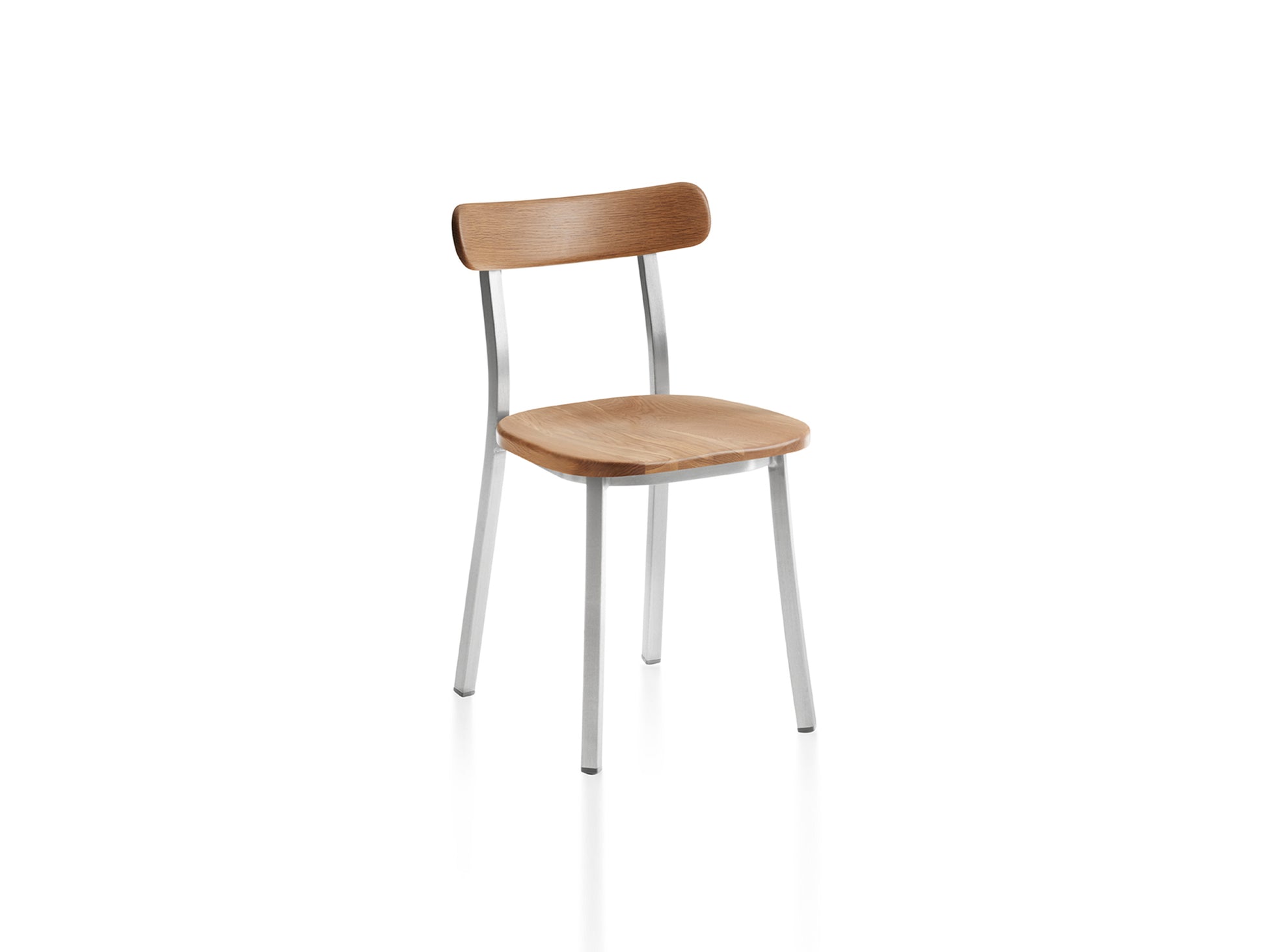 Utility Side Chair by Emeco - Hand-brushed Aluminium Frame / Oak