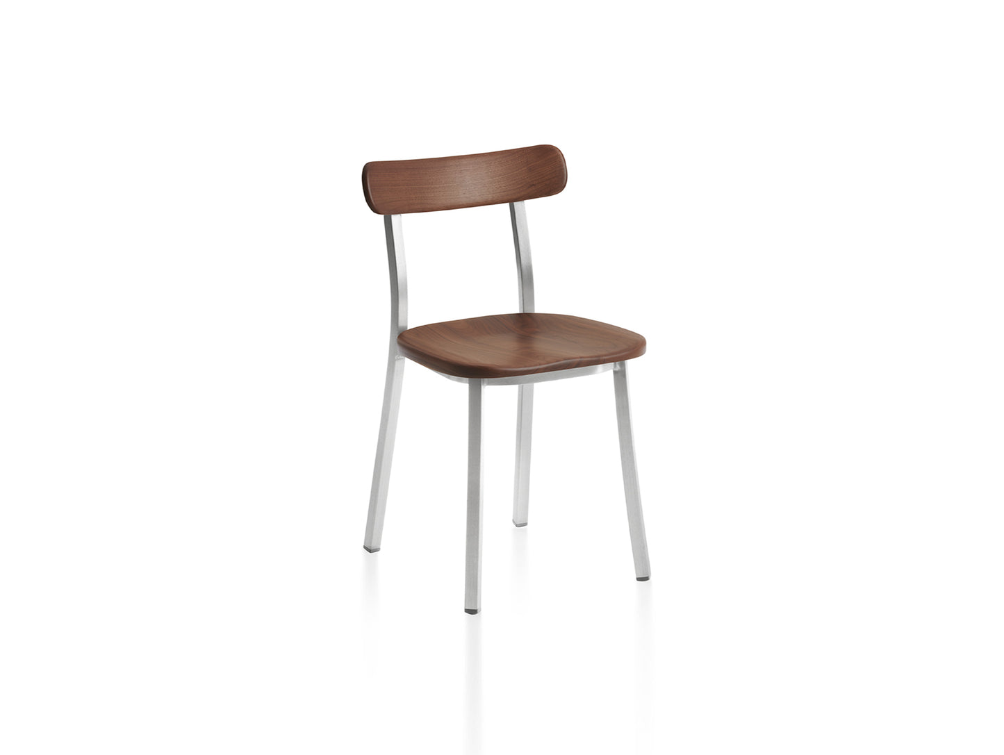 Utility Side Chair by Emeco - Hand-brushed Aluminium Frame / Walnut