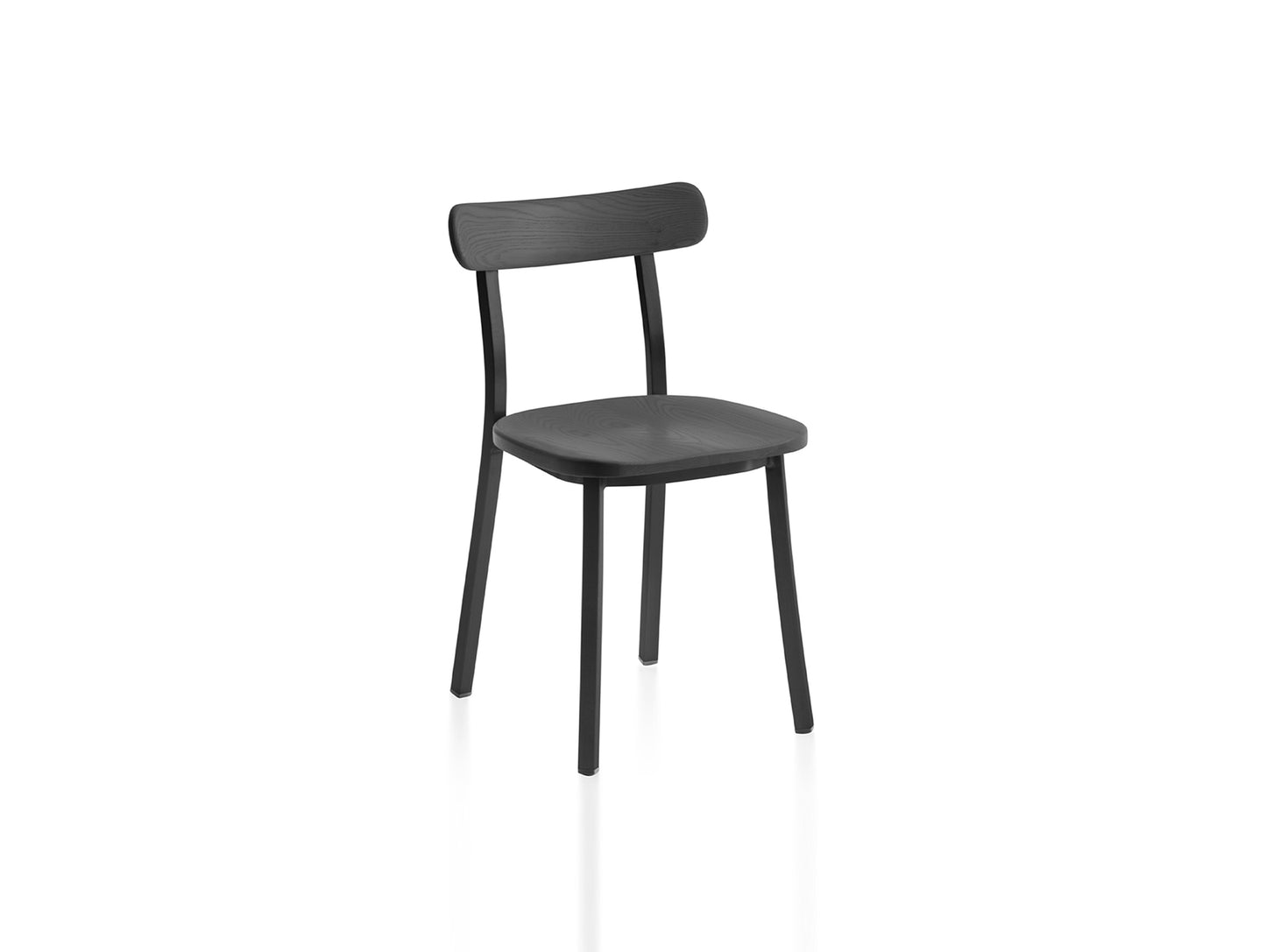 Utility Side Chair by Emeco - Black Powder Coated Aluminium Frame / Dark Stained Ash