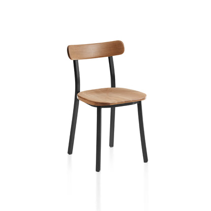 Utility Side Chair by Emeco - Black Powder Coated Aluminium Frame / Oak