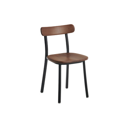 Utility Side Chair by Emeco - Black Powder Coated Aluminium Frame / Walnut