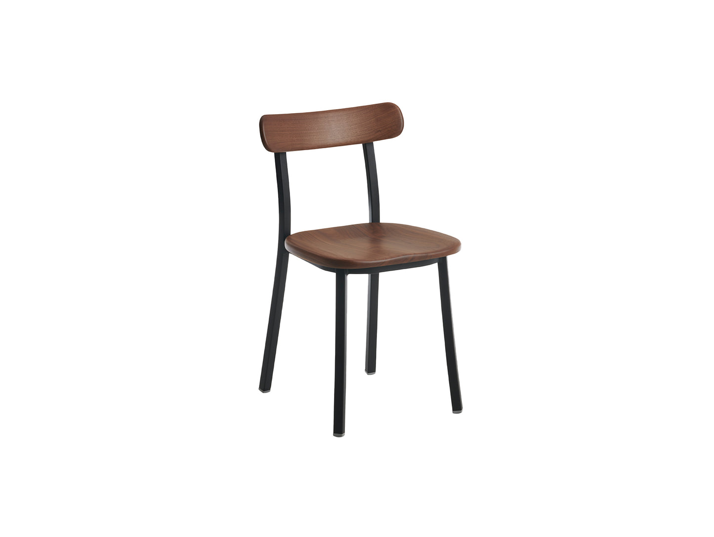 Utility Side Chair by Emeco - Black Powder Coated Aluminium Frame / Walnut