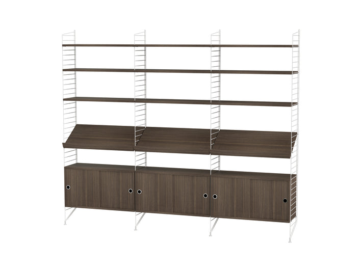 Living Room Combination G by String - walnut / white panels