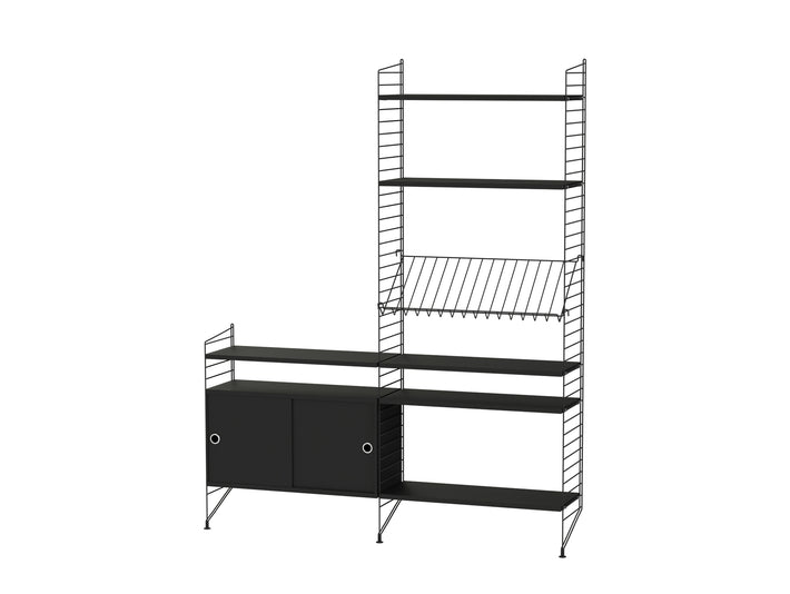Living Room Combination K by String - black ash / black panels