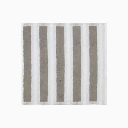 Grey and White Kaksi Raitaa Face Towel by Marimekko