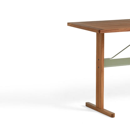Passerelle High Table by HAY - Length: 250 cm x Height 95 cm / Walnut Tabletop with Walnut Frame / Thyme Green Crossbar