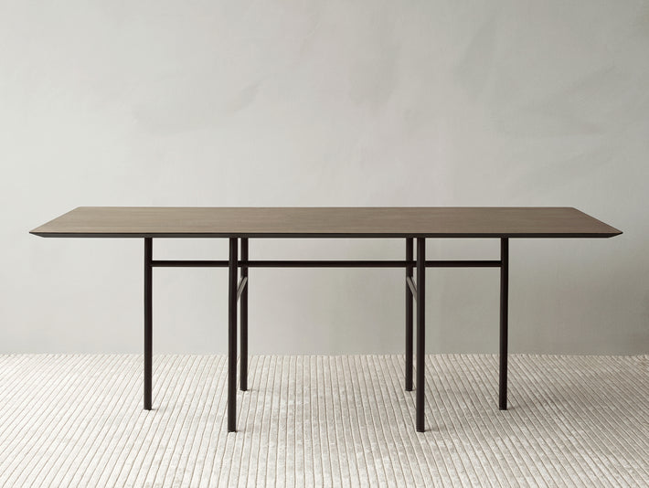 Snaregade Dining Table - Rectangular by Menu - Dark Stained Oak Veneer Tabletop / Black Steel Base