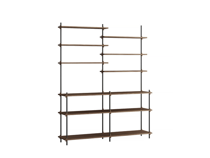 Moebe Shelving System - S.200.2.D Set in Black / Smoked Oak