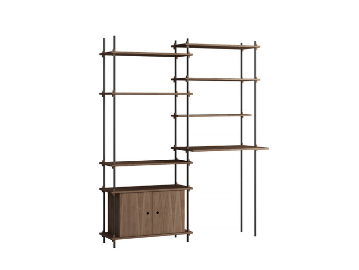 Moebe Shelving System - S.200.2.F Set in Black / Smoked Oak