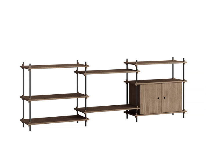Moebe Shelving System - S.85.3.B Set in Black / Smoked Oak