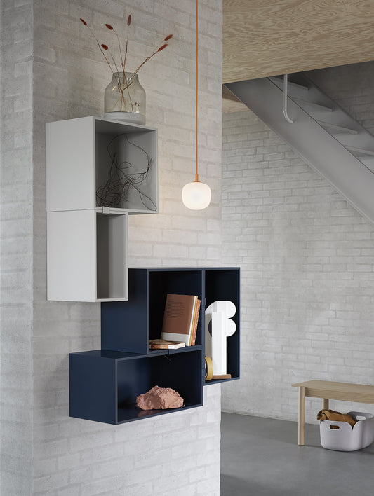 Muuto Mini Stacked 2.0 Shelf System - Light Grey and Midnight Blue