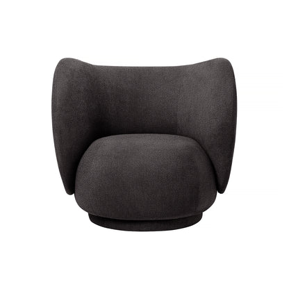 Rico Lounge Chair in Warm Dark Grey Bouclé by Ferm Living