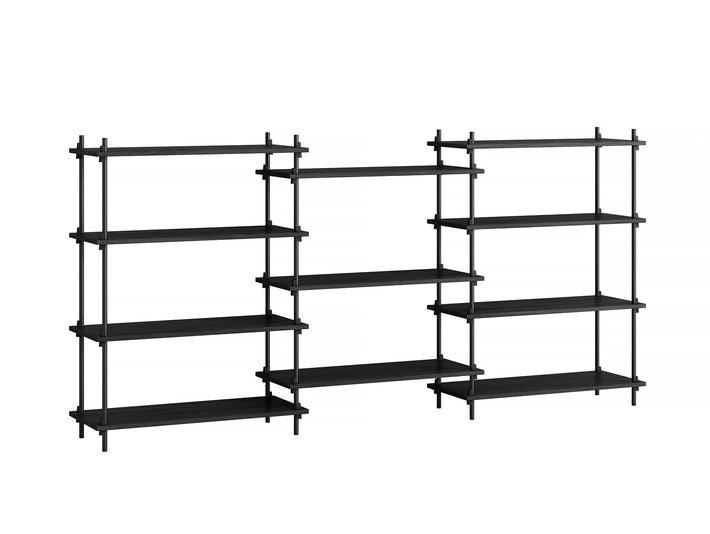Moebe Shelving System - S.115.3.A Set in Black / Black Painted Oak