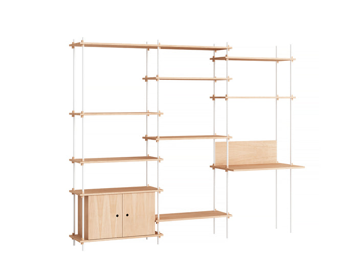 Moebe Shelving System - S.200.3.D Set in White / Oiled Oak