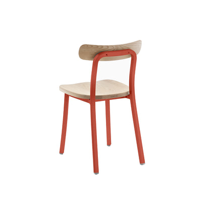 Utility Side Chair by Emeco - Coral Orange Powder Coated Aluminium Frame / Ash