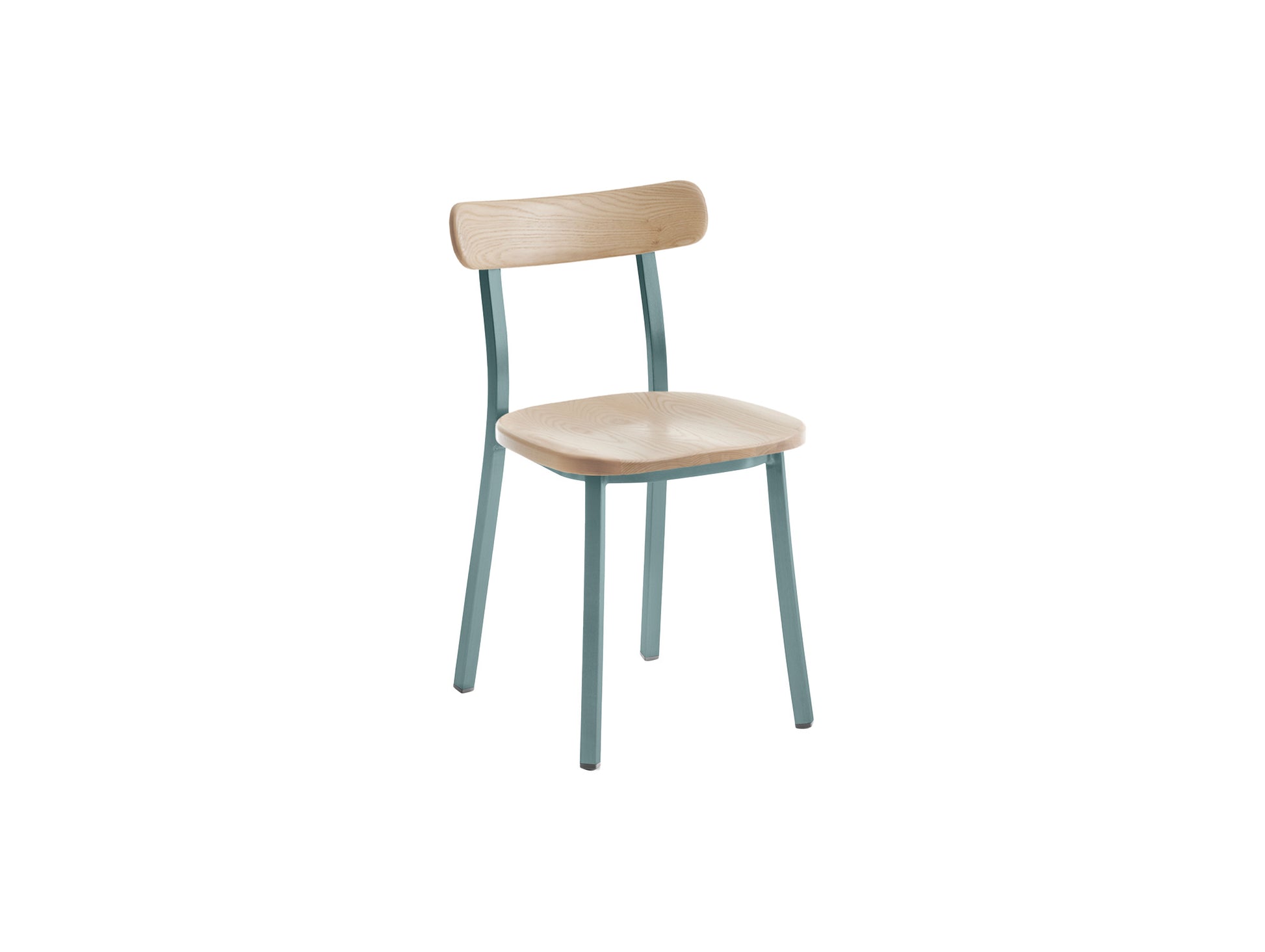 Utility Side Chair by Emeco - Light Blue Powder Coated Aluminium Frame / Ash