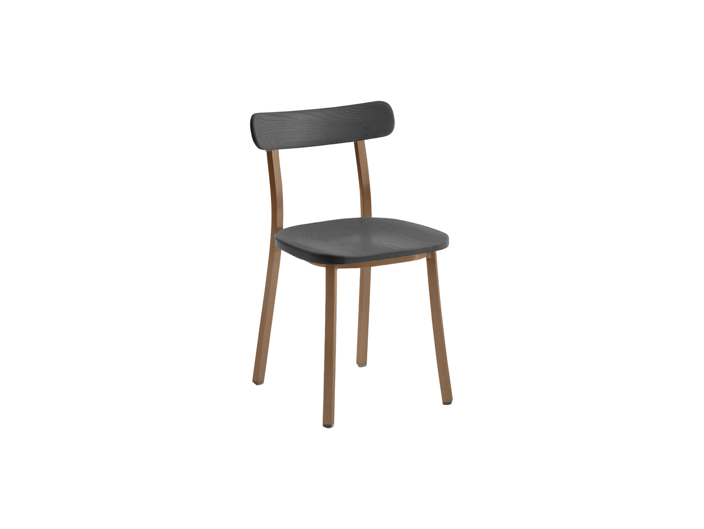 Utility Side Chair by Emeco - Sweater Brown Powder Coated Aluminium Frame / Dark Stained Ash