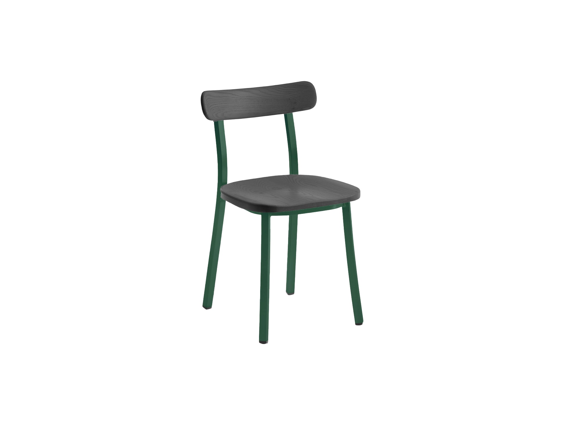 Utility Side Chair by Emeco - Green Powder Coated Aluminium Frame / Dark Ash