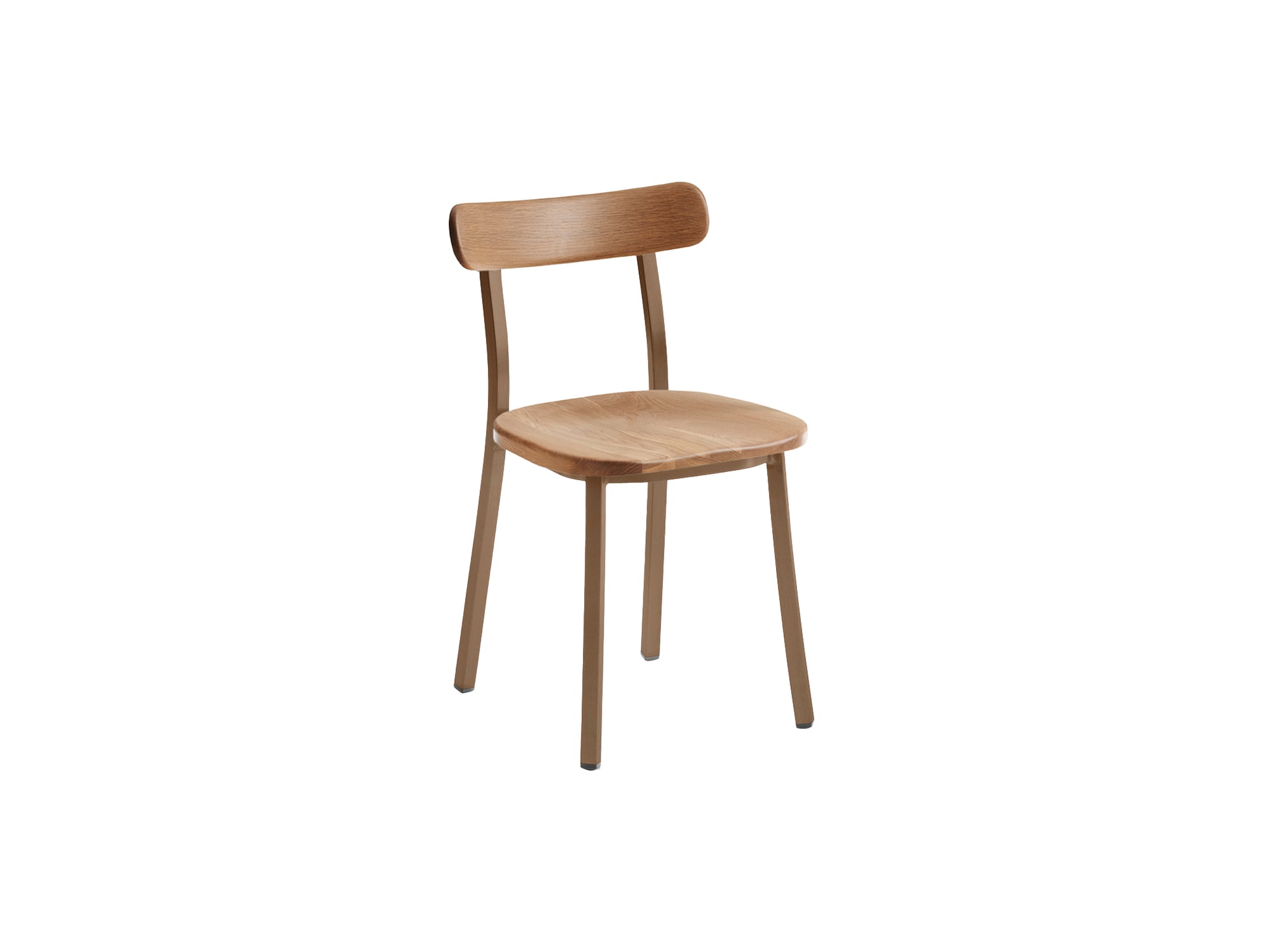 Utility Side Chair by Emeco - Sweater Brown Powder Coated Aluminium Frame / Oak