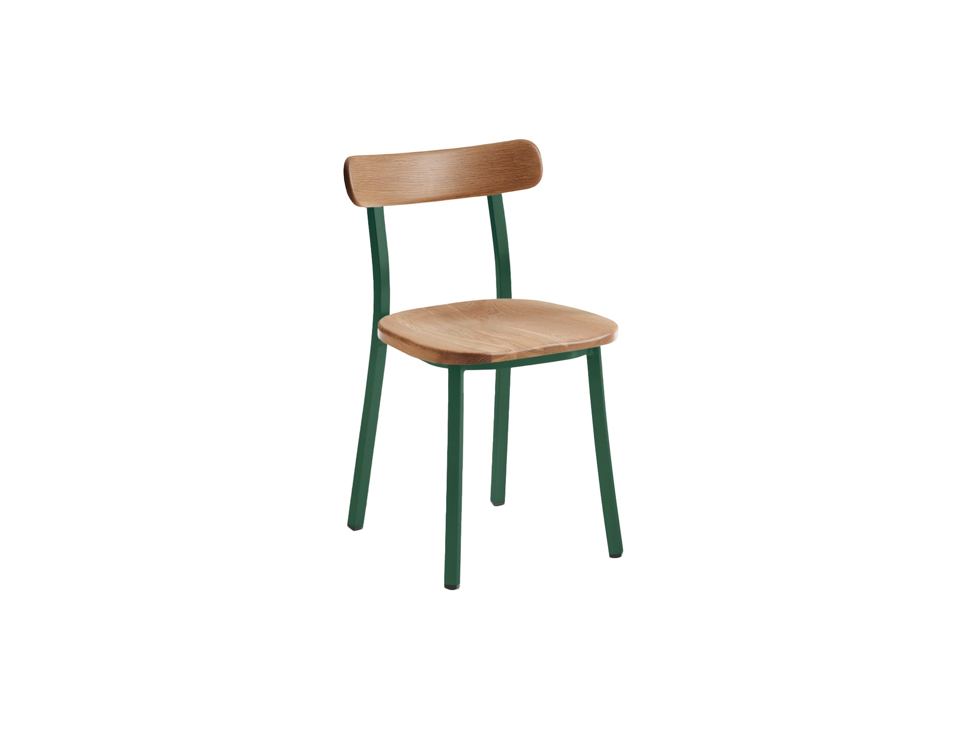 Utility Side Chair by Emeco - Green Powder Coated Aluminium Frame / Oak