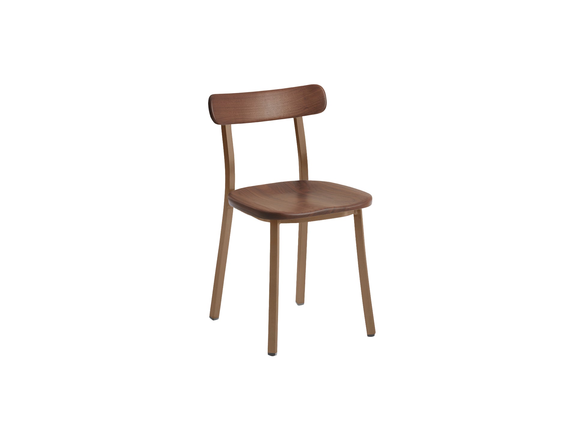 Utility Side Chair by Emeco - Sweater Brown Powder Coated Aluminium Frame / Walnut